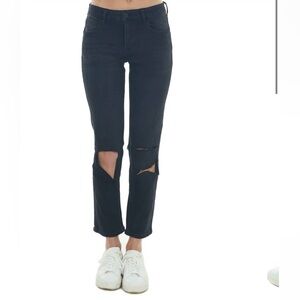 Cello Black Mid Rise Slit Knee Boyfriend Jeans Size 7 NWT